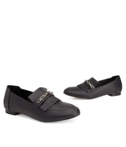 Classic Navy Faux Leather Fringe Loafer