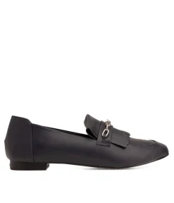 Classic Navy Faux Leather Fringe Loafer