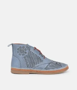Comfortable Blue Leather Booties
