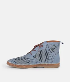 Comfortable Blue Leather Booties