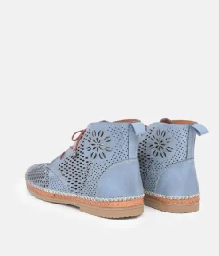 Comfortable Blue Leather Booties