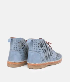 Comfortable Blue Leather Booties