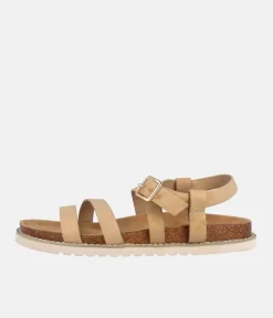 Comfortable Cork Strappy Beige Sandals