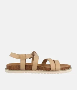 Comfortable Cork Strappy Beige Sandals