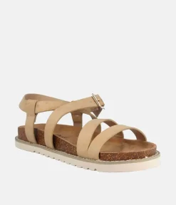Comfortable Cork Strappy Beige Sandals