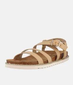 Comfortable Cork Strappy Beige Sandals