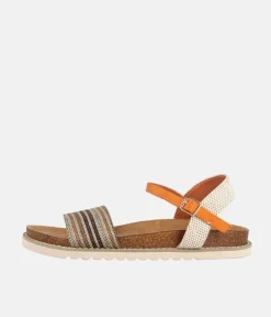 Comfortable Cork Stripe Ankle Strap Sandals
