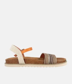 Comfortable Cork Stripe Ankle Strap Sandals
