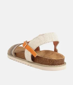 Comfortable Cork Stripe Ankle Strap Sandals