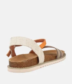 Comfortable Cork Stripe Ankle Strap Sandals