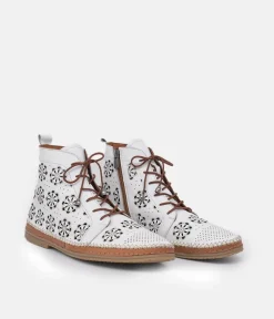 Comfortable Off White Leather Booties