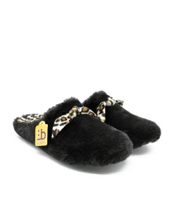 Cosy Black & Leopard Slippers