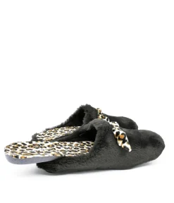 Cosy Black & Leopard Slippers