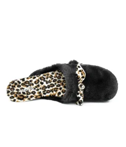 Cosy Black & Leopard Slippers