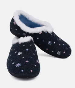 Cosy Fur Lined Navy Slippers
