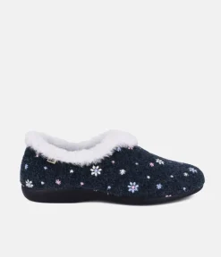 Cosy Fur Lined Navy Slippers