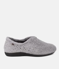 Cosy Silver Grey Dot Slippers