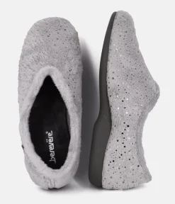 Cosy Silver Grey Dot Slippers