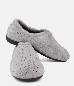 Cosy Silver Grey Dot Slippers