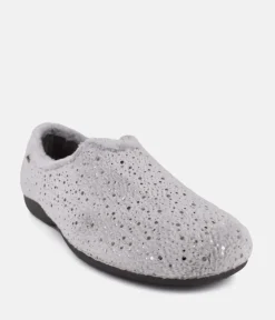Cosy Silver Grey Dot Slippers