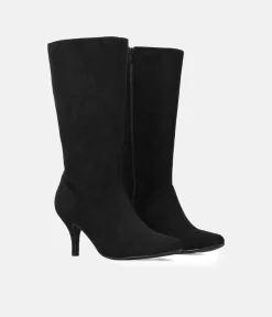 Cute Black Stiletto Heel Midi Boots
