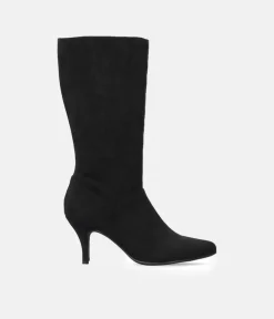 Cute Black Stiletto Heel Midi Boots
