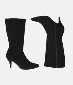 Cute Black Stiletto Heel Midi Boots