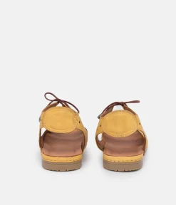 Cute Cut Out Yellow Leather Sandals