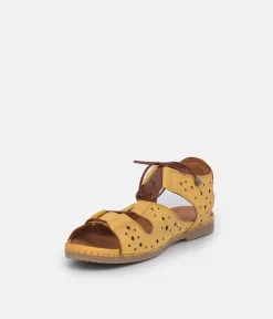 Cute Cut Out Yellow Leather Sandals