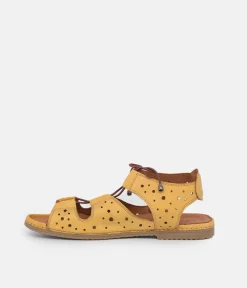 Cute Cut Out Yellow Leather Sandals