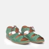Cute Green Cut Out Leather Sandals