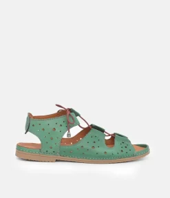 Cute Green Cut Out Leather Sandals