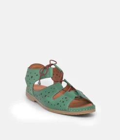 Cute Green Cut Out Leather Sandals