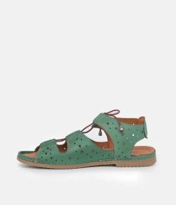 Cute Green Cut Out Leather Sandals