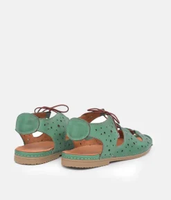 Cute Green Cut Out Leather Sandals