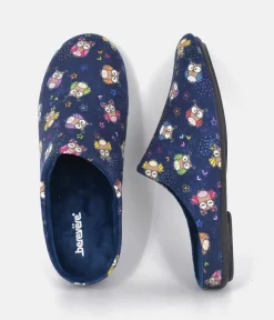 Cute Navy Multi Owl Slippers