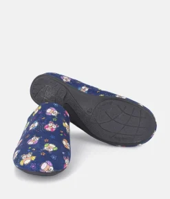 Cute Navy Multi Owl Slippers