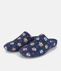 Cute Navy Multi Owl Slippers