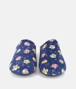 Cute Navy Multi Owl Slippers