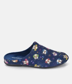 Cute Navy Multi Owl Slippers
