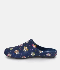 Cute Navy Multi Owl Slippers