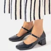 Cute Navy Patent Mary Jane Block Heels