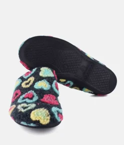 Cute Slip On Grey Loveheart Slippers