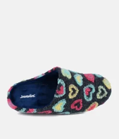 Cute Slip On Grey Loveheart Slippers