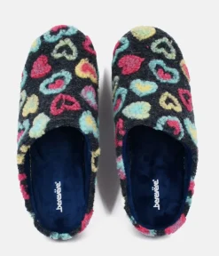 Cute Slip On Grey Loveheart Slippers