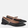 Dansi Classy Black/Taupe Leather Mary Jane Flats
