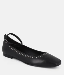 Dansi Fab Studded Ankle Strap Flats