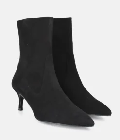 Dansi Fashionable Black Suede Stiletto Heel Ankle Boots