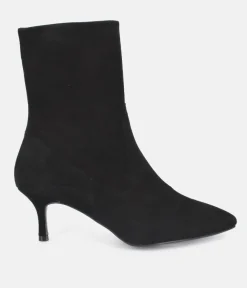 Dansi Fashionable Black Suede Stiletto Heel Ankle Boots