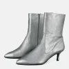 Dansi Fashionable Metallic Silver Stiletto Heel Ankle Boots